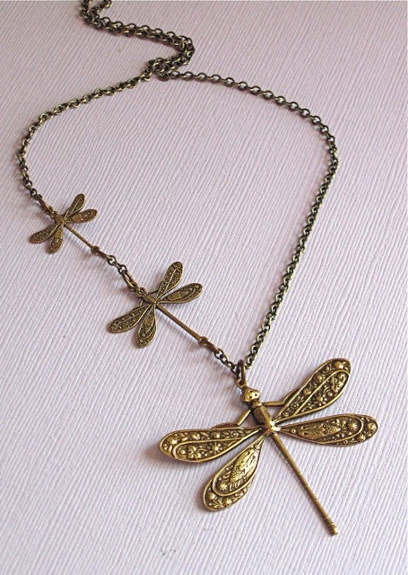 Brass Dragonfly Necklace Dragonfly Jewelry, Nature Jewelry, Garden Jewelry, Dragonfly Gift, Nature Gift, Gift for Woman, Birthday Gift image 7