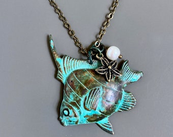 Fish Necklace - Beach Jewelry, Starfish Necklace, Ocean Jewelry, Gift for Woman, Beach Wedding, Nature Jewelry, Beach Necklace, Birthday