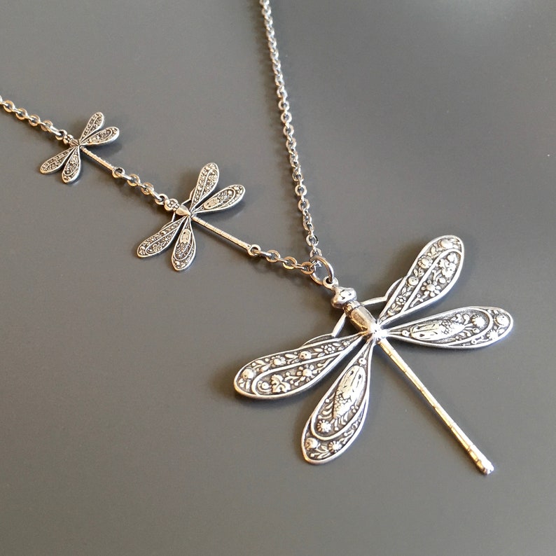 Silver Dragonfly Jewelry Silver Dragonfly Necklace, Gift for Woman, Dragonfly Gift, Garden Gift, Birthday Gift, Mothers Day image 4