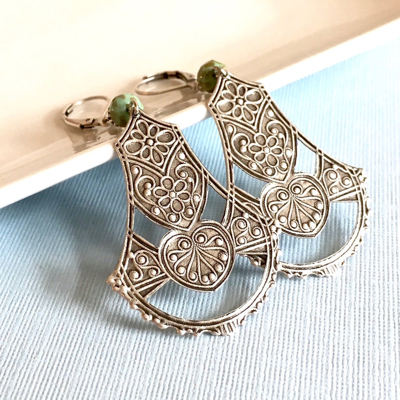 Silver Moroccan Earrings Arabian Earrings Turquoise Etsy