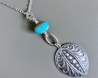 Silver Tribal Boho Style Necklace - Art Deco Necklace, Boho Jewelry, Gift for Woman, Birthday Gift, Christmas Gift, Casual Necklace