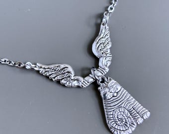 Collar de ángel de gato de plata: joyería para gatos, recuerdo de gatos, regalo de cumpleaños, regalo para amantes de los gatos, regalo para mujer, joyería para mascotas