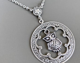 Silver Owl Necklace - Owl Jewelry, Bird Necklace, Bird Jewelry, Nature Lover Gift, Nature Jewelry, Gift for Woman, Bird Lover Gift, Birthday