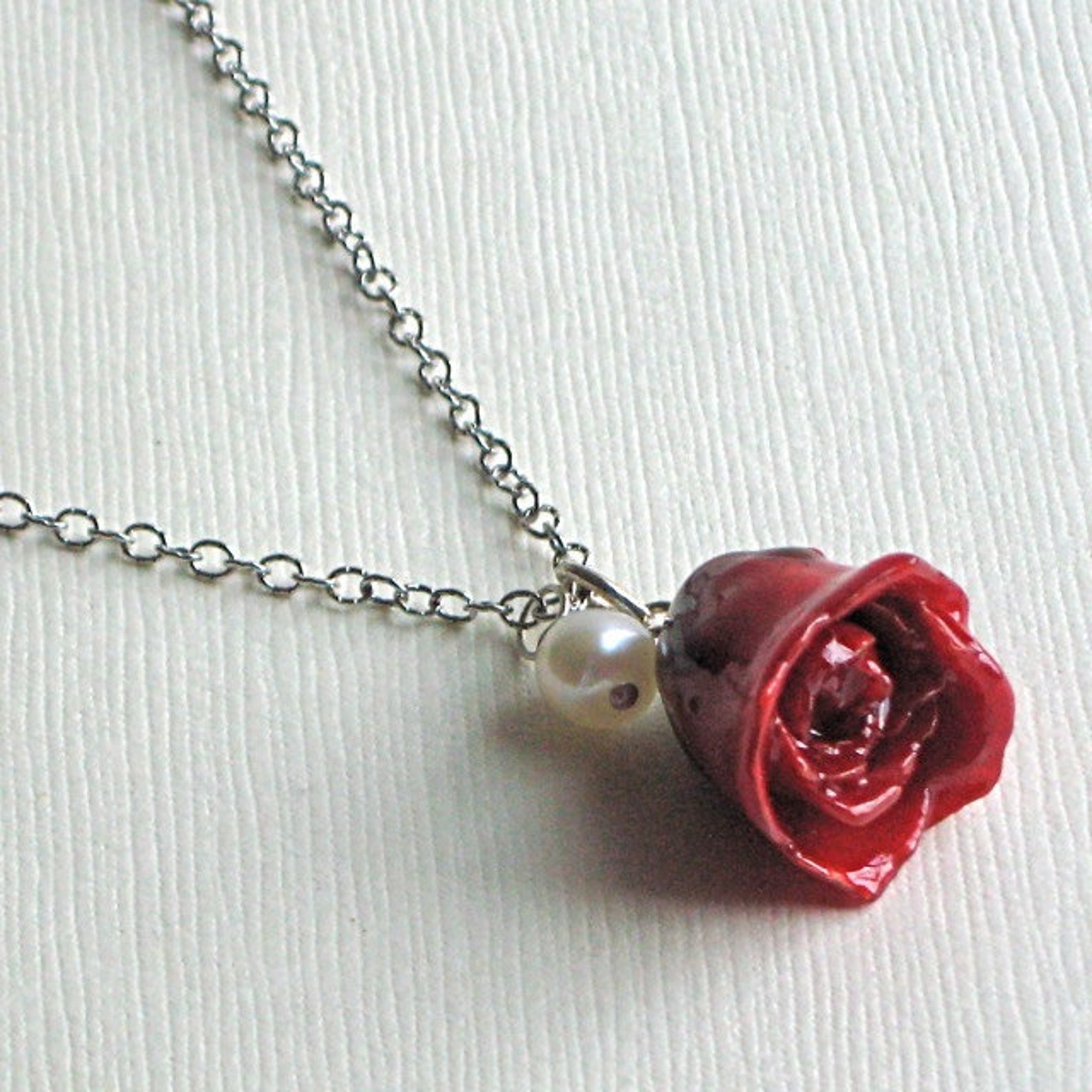 Real Red Rose Bud Necklace Real Flower Necklace Real Flower - Etsy