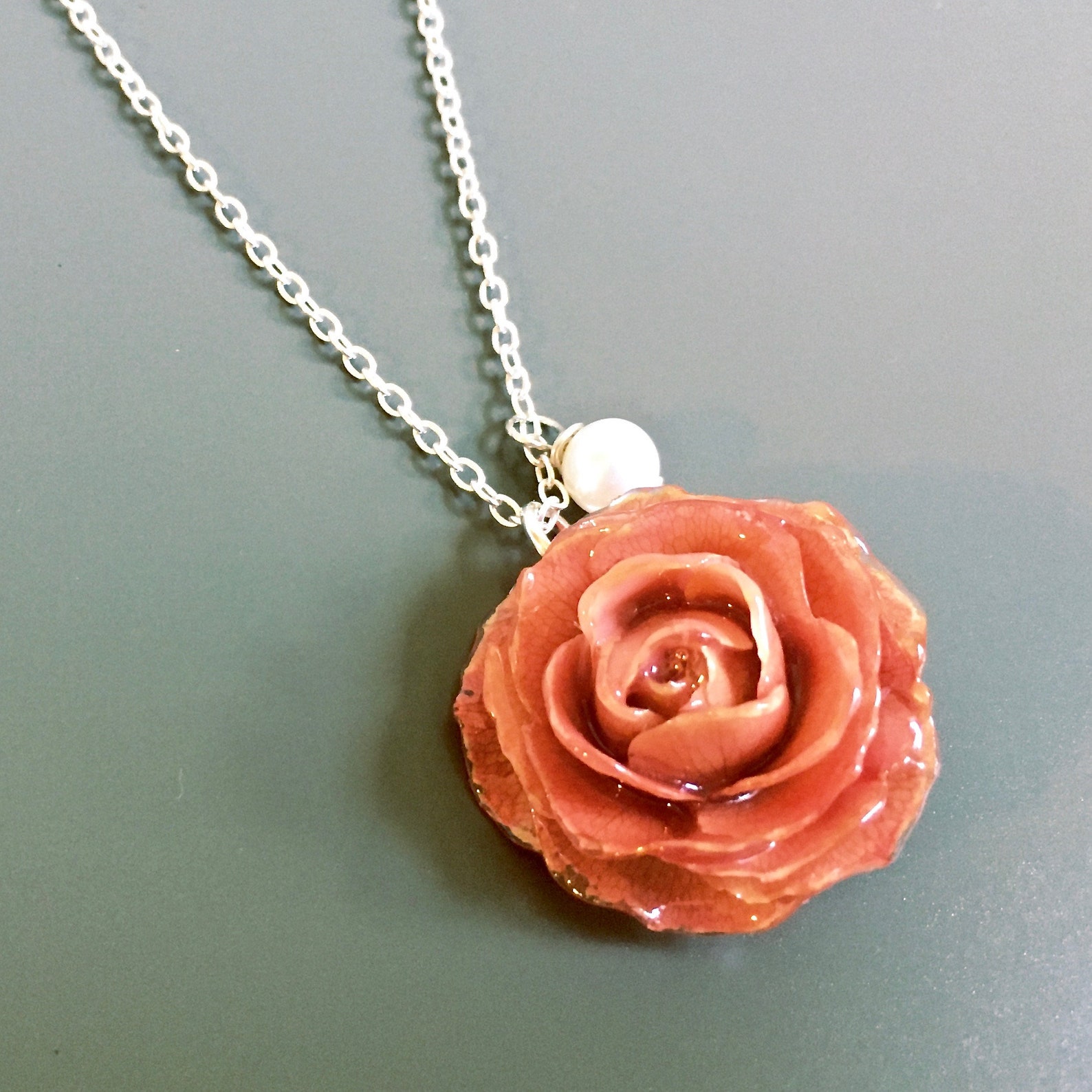 Real Pink Rose Necklace Botanical Jewelry Real Flower Etsy