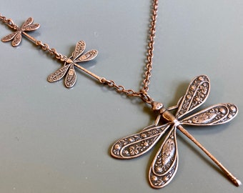 Copper Dragonfly Necklace - Dragonfly Jewelry, Nature Jewelry, Gift for Woman, Mothers Day Gift, Birthday, Graduation, Dragonfly Gift