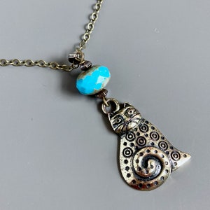 Cat Necklace - Cat Jewelry, Czech Blue Turquoise, Feline Jewelry, Gift for Cat Lover, Cat Gift, Gift for Woman, Whimsical Cat, Friend Gift