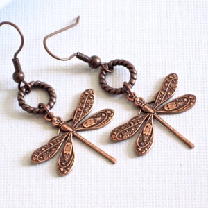 Copper Dragonfly Earrings Dragonfly Jewelry, Nature Jewelry, Garden Jewelry, Dragonfly Gift, Gift For Woman, Birthday Gift, Nature Lover image 2