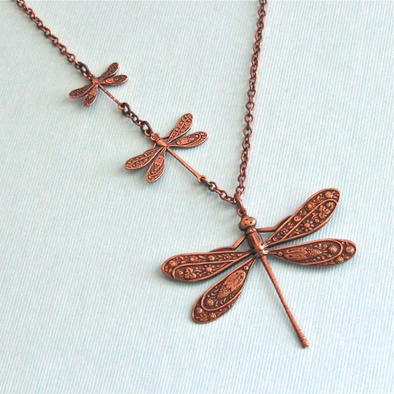 Copper Dragonfly Necklace Dragonfly Jewelry Nature Jewelry - Etsy