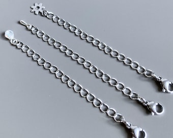 Catena di estensione - Acciaio inossidabile, catena di estensione da tre pollici, estensione argento, allunga collana, collana più lunga, rende la collana più lunga