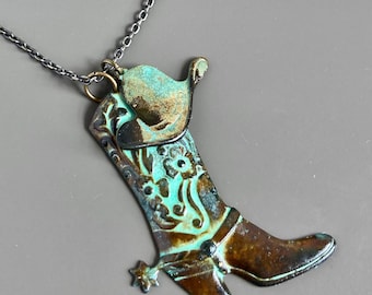 Cowgirl Necklace - Western Jewelry, Texas Jewelry, Cowboy Hat, Cowgirl Boot Necklace, Rodeo Necklace, Cowgirl Hat, Cowboy Boot, Texas Gift