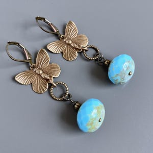 Butterfly Earrings - Blue Earrings, Butterfly Gift, Butterfly Jewelry, Nature Jewelry, Czech Earrings, Garden Gift, Garden Jewelry