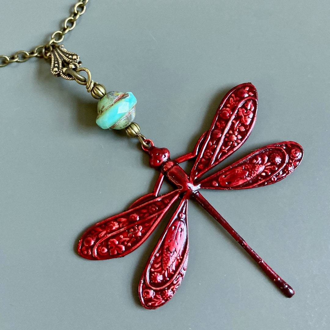Red Dragonfly Necklace Dragonfly Jewelry, Nature Jewelry, Gift for ...