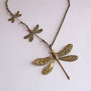 Brass Dragonfly Necklace Dragonfly Jewelry, Nature Jewelry, Garden Jewelry, Dragonfly Gift, Nature Gift, Gift for Woman, Birthday Gift image 6