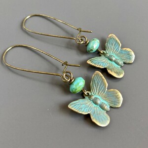 Schmetterling Ohrringe - Patina Ohrringe, Schmetterling Geschenk, Schmetterling Schmuck, Natur Schmuck, Natur Geschenk, Garten Geschenk, Garten Schmuck