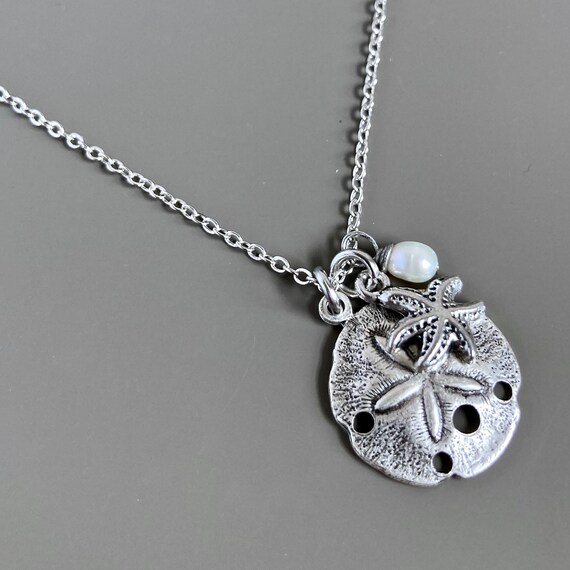 Sand dollar necklace pearl sale