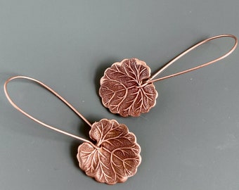 Small Rose Gold Leaf Earrings - Leaf Jewelry, Botanical Jewelry, Gift for Woman, Nature Gift, Lightweight Earrings, Nature Gift, Birthday