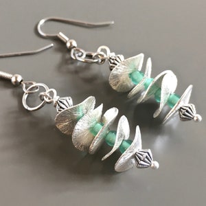 Silver Disk Earrings - Aqua Earrings,  Lightweight Earrings, Wavy Disk Earrings, Gift for Woman, Birthday Gift, Coworker Gift, Girlfriend