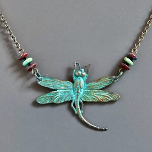 Dragonfly Necklace - Dragonfly Jewelry, Patina Jewelry, Nature Jewelry, Nature Gift, Gift for Woman, Dragonfly Gift, Birthday Gift
