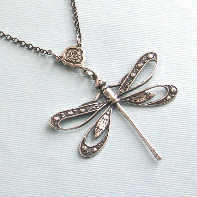 Silver Cutout Dragonfly Necklace Dragonfly Jewelry Gift for | Etsy