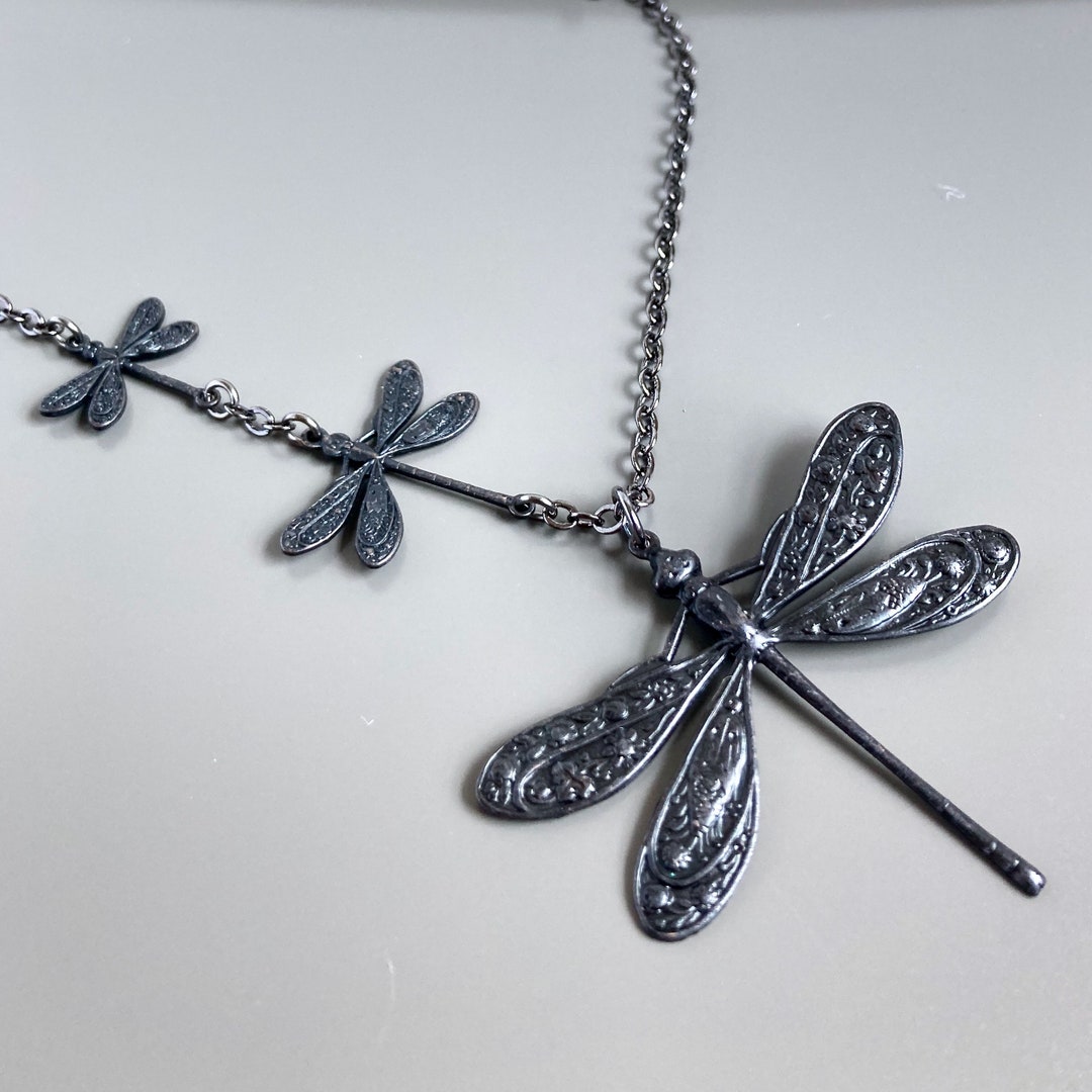 Black Dragonfly Necklace Dragonfly Jewelry Nature Jewelry - Etsy