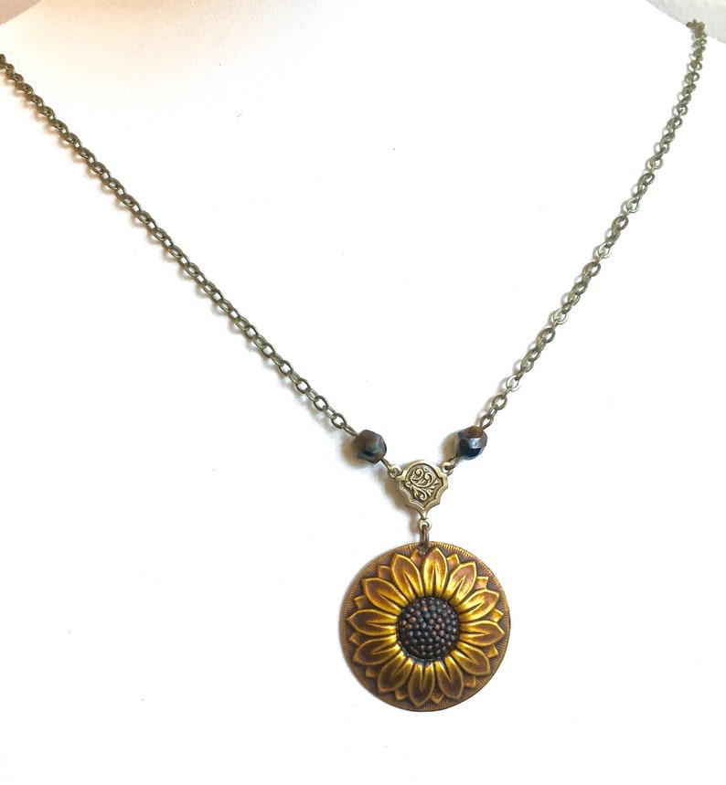 Large Sunflower Necklace Yellow Sunflower Flower Jewelry Etsy