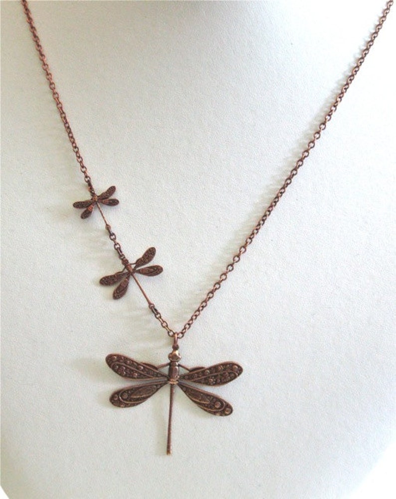 Copper Dragonfly Necklace Dragonfly Jewelry, Nature Jewelry, Gift for Woman, Mothers Day Gift, Birthday, Graduation, Dragonfly Gift image 2