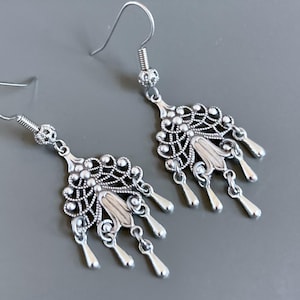 Silver Chandelier Earrings,-  Filigree Earrings, Long Earrings, Wedding Earrings, Lightweight Earrings, Art Deco, Gift for Woman
