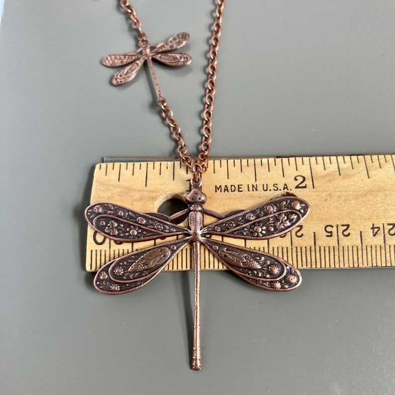 Copper Dragonfly Necklace Dragonfly Jewelry, Nature Jewelry, Gift for Woman, Mothers Day Gift, Birthday, Graduation, Dragonfly Gift image 4