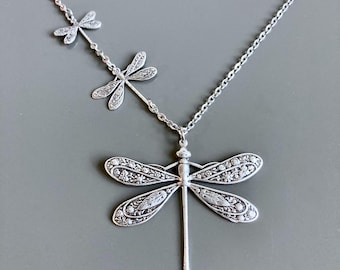 Gioielli in argento con libellula - Collana in argento con libellula, regalo per donna, regalo con libellula, regalo per il giardino, regalo di compleanno, festa della mamma