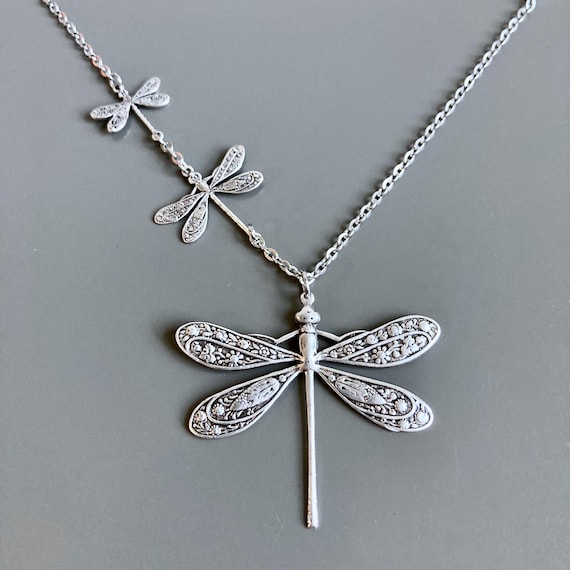 Silver Dragonfly Jewelry - Silver Dragonfly Necklace, Gift for Woman, Dragonfly Gift, Garden Gift, Birthday Gift, Mothers Day