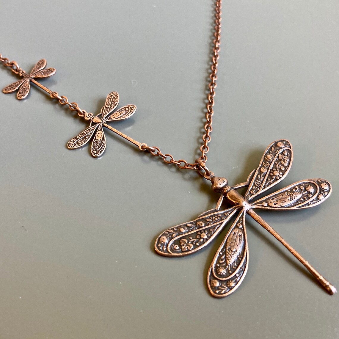 Copper Dragonfly Necklace Dragonfly Jewelry Nature Jewelry Etsy