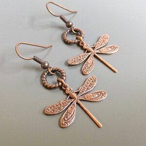 Copper Dragonfly Earrings Dragonfly Jewelry, Nature Jewelry, Garden Jewelry, Dragonfly Gift, Gift For Woman, Birthday Gift, Nature Lover image 4