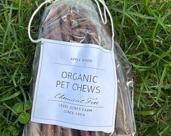 Palitos de madera de manzano orgánicos para mascotas - Sin químicos. Para conejos, chinchillas, hámsteres, jerbos y pájaros. 227 g (8 oz). Envío gratis.