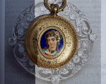 Heavy 18K Solid Gold Antique Geneva Pocket Watch