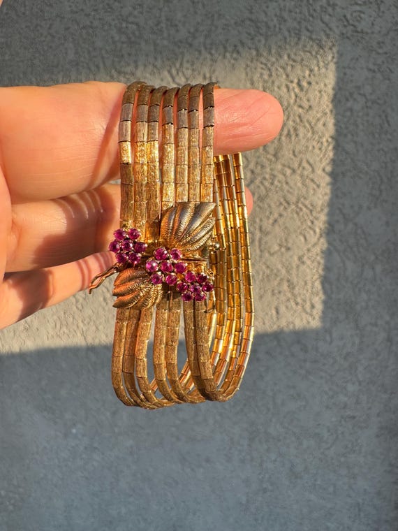 18k VINTAGE RUBY BRACELET - image 1