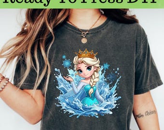 Disney Frozen Elsa DTF, Elsa Watercolor DTF Transfer, Disney Frozen Elsa And Anna DTF, Disney Elsa Frozen Shirt, Elsa And Anna Shirt