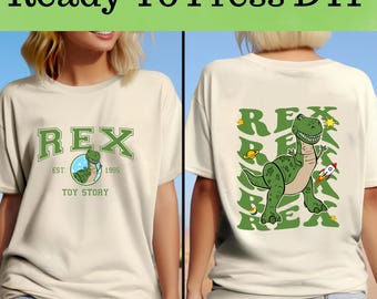 Disney Toy Story Rex DTF, Toy Story-karaktärer DTF-överföring, Disney Toy Story-tröja, Toy Story-tröja, Toy Story-karaktärer-tröja