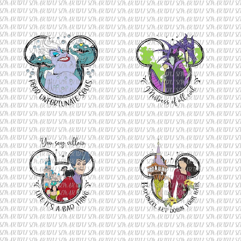 Disney Villains DTF, Dopasowanie Bad Girls DTF Transfer, Bad Witches Villains DTF, Hades Ursula Maleficent Dtf, Koszulka Villains zdjęcie 1