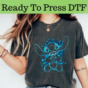 Silueta de Stitch de Disney (DTF), Retrato de Stitch de Disney (DTF), Lilo de Disney (DTF), Camiseta de Stitch y Lilo de Disney, Camiseta de pareja de Stitch y Lilo