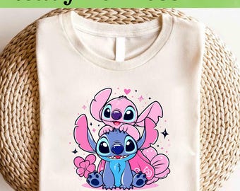 Disney Stitch And Angel DTF, Disney Stitch DTF Transfer, Disney Angel DTF, Disney Stitch And Angel Shirt, Stitch Angel Couple Shirt