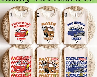 Disney Cars Characters DTF, Disney Cars DTF Transfer, Lightning McQueen and Friends DTF, Disney Lightning McQueen Shirt, Disney Cars Shirt
