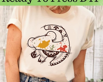 DTF de Hakuna Matata de Disney, transferencia DTF del Rey León de Disney, DTF de personajes del Rey León de Disney, camiseta Hakuna Matata, camiseta del Rey León de Disney