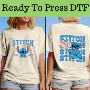 Disney Stitch DTF, transferencia de personajes de Disney Stitch DTF, Disney Lilo DTF, camiseta de Disney Stitch y Lilo, camiseta de Disney Stitch, camiseta de Disney