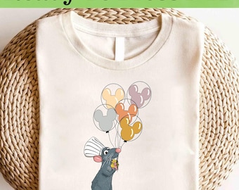 Camiseta Remy con globo de Disney, camiseta Remy con globo de Ratatouille, camiseta Remy con globo de Ratatouille, camiseta Remy con globo de Ratatouille