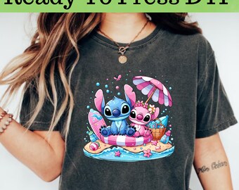 Disney Stitch And Angel DTF, Disney Stitch DTF Transfer, Disney Angel DTF, Disney Stitch And Angel Shirt, Stitch Angel Couple Shirt