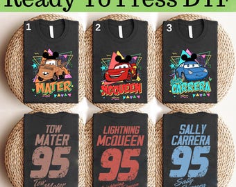 Disney Cars Characters DTF, Disney Cars DTF Transfer, Lightning McQueen and Friends DTF, Disney Lightning McQueen Shirt, Disney Cars Shirt