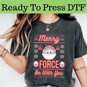 Merry Force Be With You DTF, Star Wars Characters Christmas DTF Transfer, Star Wars DTF, Disney Christmas Dtf