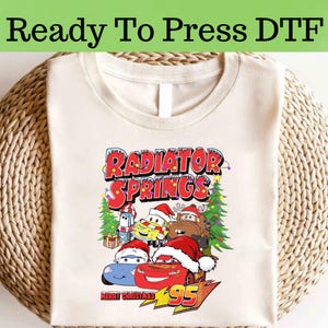 Disney Cars Radiator Springs Christmas DTF, Disney Cars Christmas DTF Transfer, Disney Cars DTF, Lightning McQueen Christmas Shirt