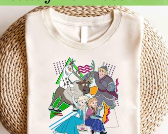 Disney Retro Frozen DTF, Trasferimento DTF acquerello Elsa, Disney Frozen Elsa e Anna DTF, Maglietta Disney Elsa Frozen, Maglietta Elsa e Anna